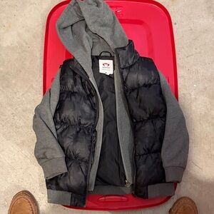Appaman like new Black and Gray Hooded Puffer Jacket; sleeves detachable
